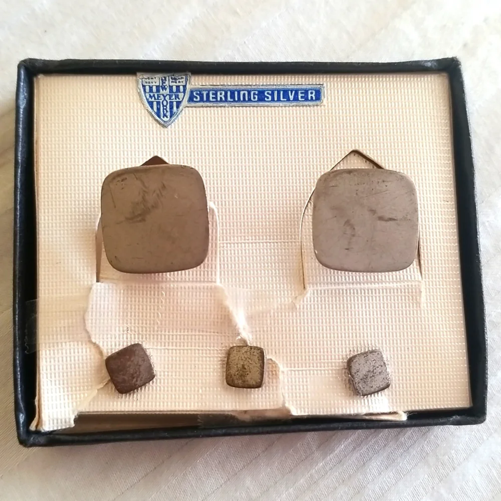 N.S. Meyer Sterling Silver Cuff Link Tie Tac Set